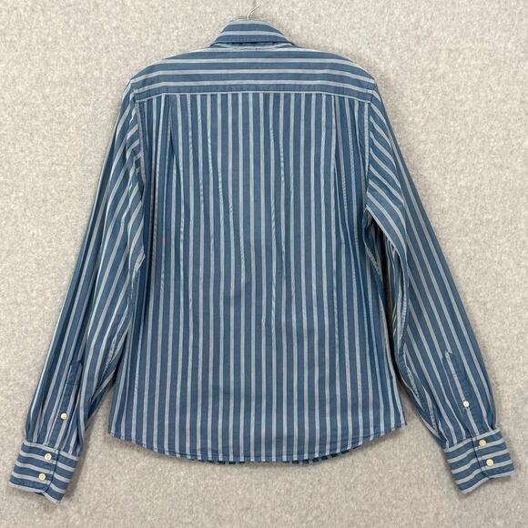 vtg Y2K Hollister Shirt Size M Button Down Striped Work Preppy Academia Logo - Picture 6 of 12